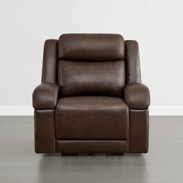 Vito Brown Leather Dualmotor Powerlift Recliner w/ Adjustable Headrest Massage & Heating Functions & Storage Pocket
