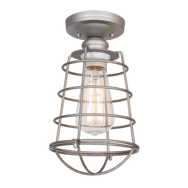 Design House Ajax 1-Light Galvanized Indoor Ceiling Semi-Flush Mount with Edison Bulb