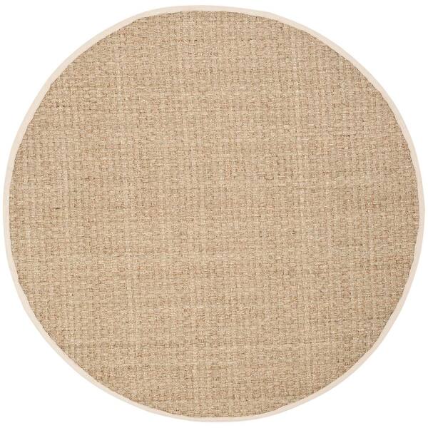 SAFAVIEH Natural Fiber Natural/Ivory 5 ft. x 5 ft. Border Woven Round Area Rug