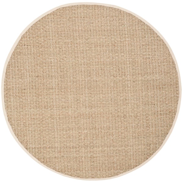 Natural Fiber Natural/Ivory 9 ft. x 9 ft. Border Woven Round Area Rug