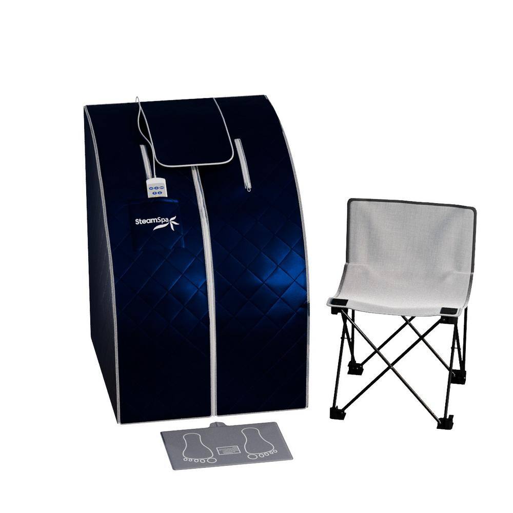SteamSpa 1Person Indoor Infrared Sauna with Chair and Mat in Blue SP