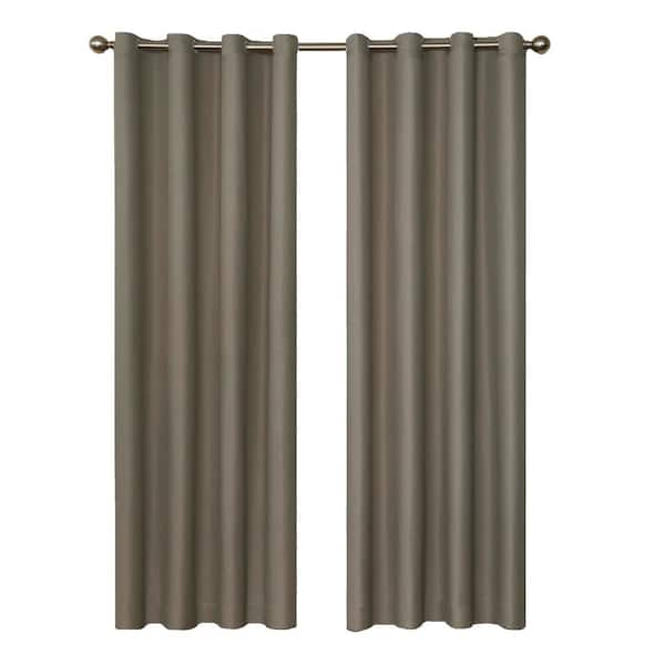 Eclipse Smoke Thermal Grommet Blackout Curtain - 52 in. W x 95 in. L