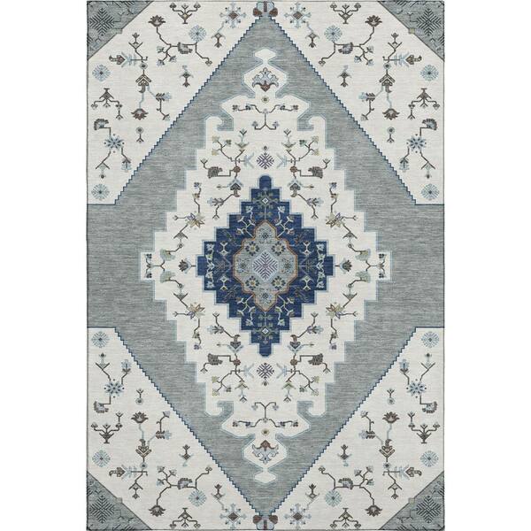 Mayfield Premium Machine Washable Abstract AMF2472 Ivory 5 ft. x 7 ft. 6 in. Area Rug