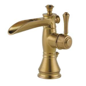 Cassidy Single Hole Single-Handle Open Channel Spout Bathroom Faucet with Metal Drain Assembly in Champagne Bronze