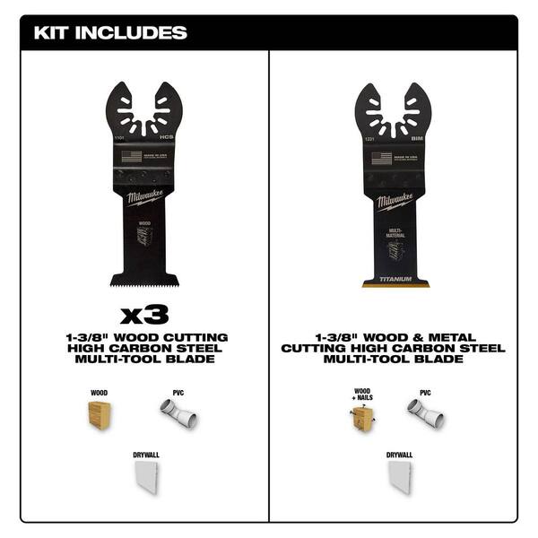 Milwaukee 1 3 8 in. Multi Tool Oscillating Blade Set with Black