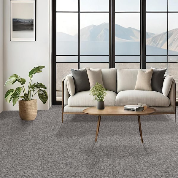 Painted Picture - Jasper-Gray 12 ft. 45 oz. Triexta PET Pattern Installed Carpet