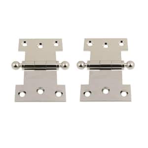 2-1/2 in. x 4 in. Solid Brass Bright Nickel Parliament Hinge with Ball Finials (1-Pair)