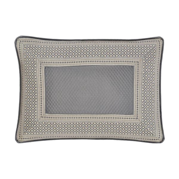 Unbranded Excel French Blue Polyester Border Boudoir Decorative Throw Pillow 13 in. L x 21 in. W