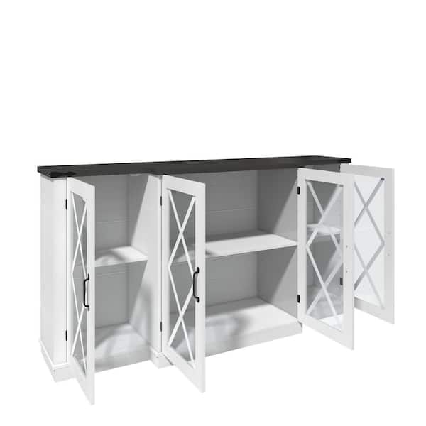 Boyel Living White 33.35 in. H Storage Cabinet Desk with Height Adjustable Shelf