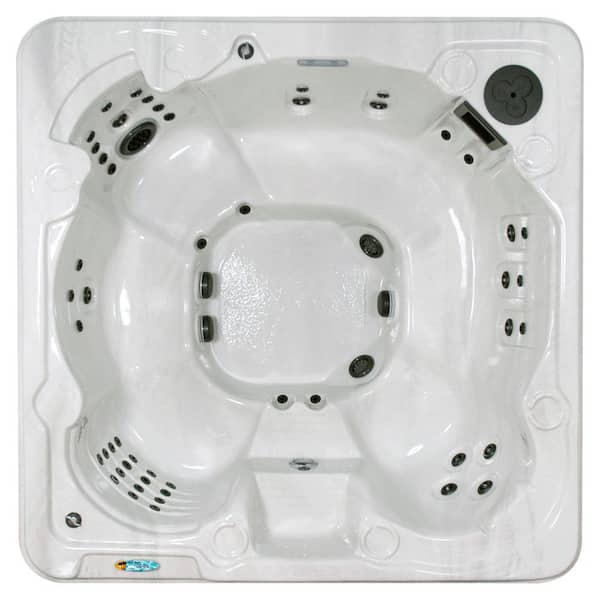 QCA Spas Valletta 8-Person 70-Jet Spa with Bromine System, WOW Sound, LED Light, Polar Insulation, Collar Jets, and Hard Cover