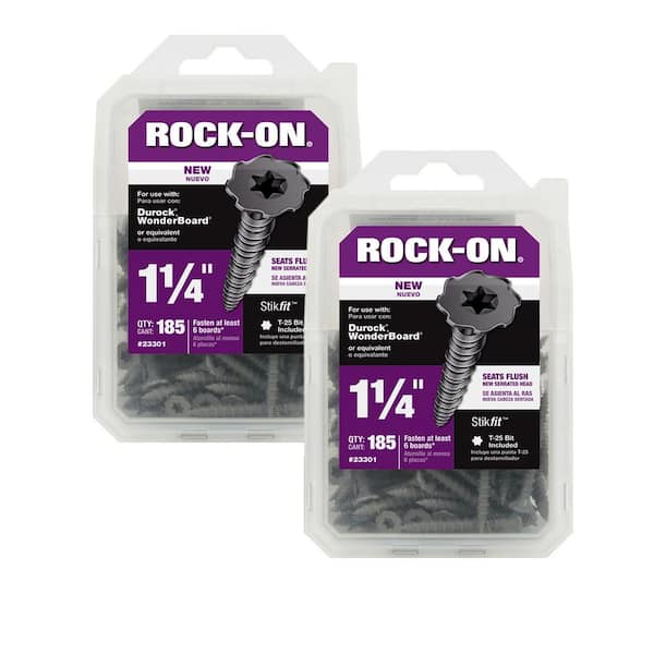 Rock-On #9 x 1-1/4 in. Serrated Flat Head Star Drive Cement Board Screws Combo Kit 2 (185-Pack)