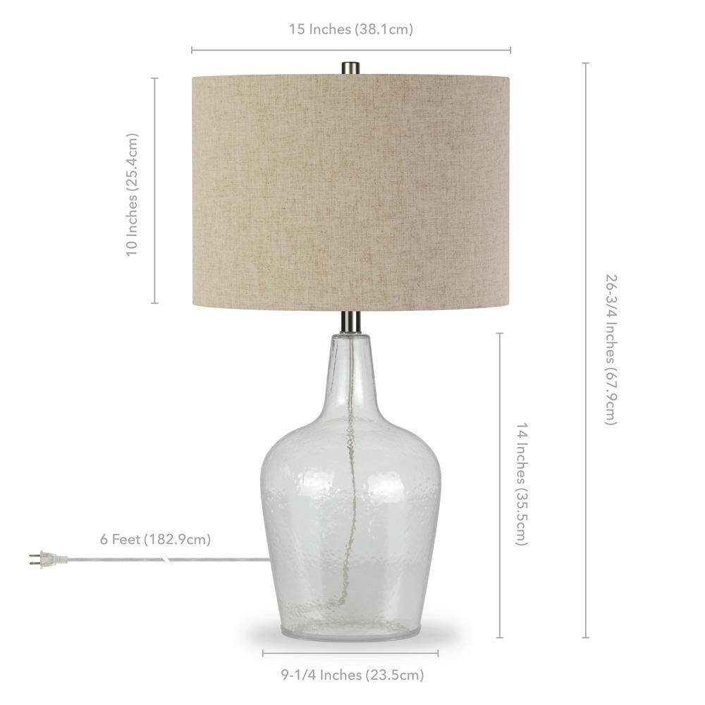 Malva 26" Polished Nickel Table Lamp with Seeded Glass Shade