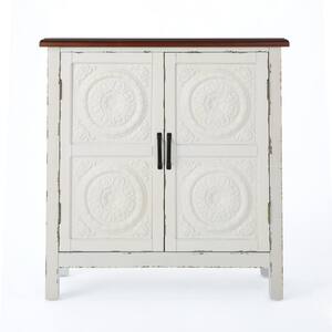 Distressed White 2-Door Cabinet