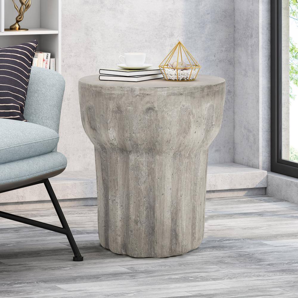 Canis Concrete Finish Outdoor Patio Side Table - thumbnail 10