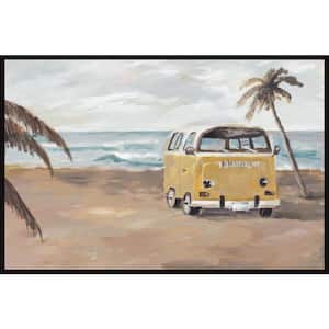 "Vintage Surfing Van" by Marmont Hill Floater Framed Canvas Nature Art Print 40 in. x 60 in. .
