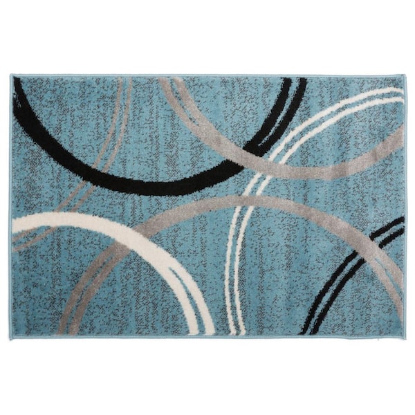 World Rug Gallery Modern Abstract Circles Blue 2 ft. x 3 ft. Indoor Area Rug