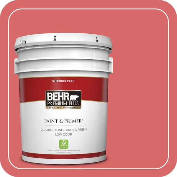 BEHR PREMIUM PLUS 5 gal. #160B-6 Coral Expression Flat Low Odor Interior Paint & Primer