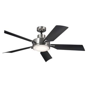 Guardian 56 in. Integrated LED Indoor Brushed Stainless Steel Downrod Mount Ceiling Fan with Wall Control