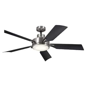 Guardian 56 in. Indoor Brushed Stainless Steel Downrod Mount Ceiling Fan with Integrated LED with Wall Control Included
