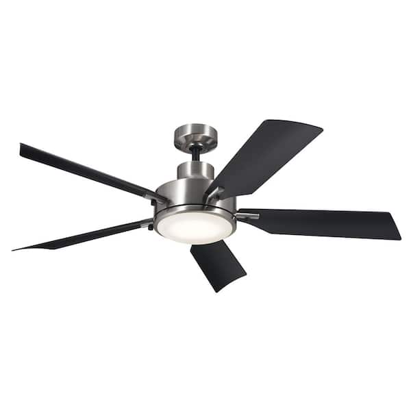 KICHLER Guardian 56 in. Integrated LED Indoor Brushed Stainless Steel Downrod Mount Ceiling Fan