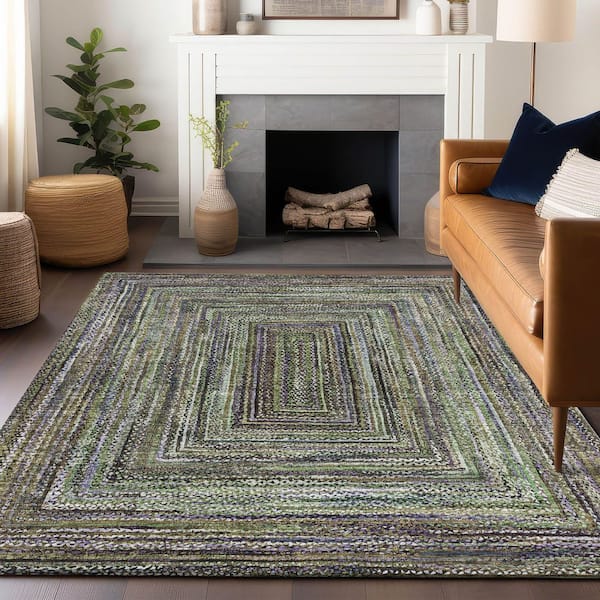 Chantille Machine Washable Indoor/Outdoor Abstract ACN1725 Olive 8 ft. x 10 ft. Area Rug