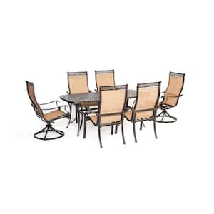 Somerset 7-Piece Aluminum Rectangular Outdoor Dining Set with 2 Swivels and Cast-Top Table