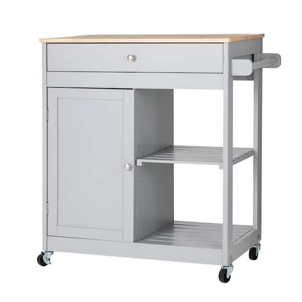 Glitzhome 34.25 in.H Gray Wooden Basic Kitchen Island with 1