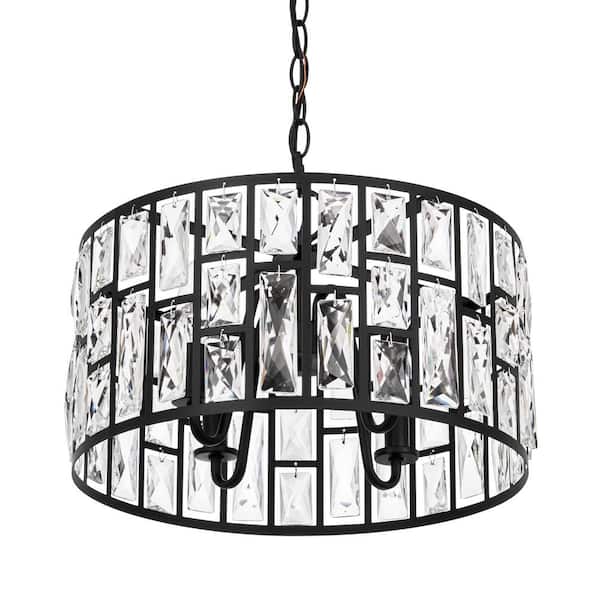 Home Decorators Collection Kristella 4-Light Black Crystal Chandelier