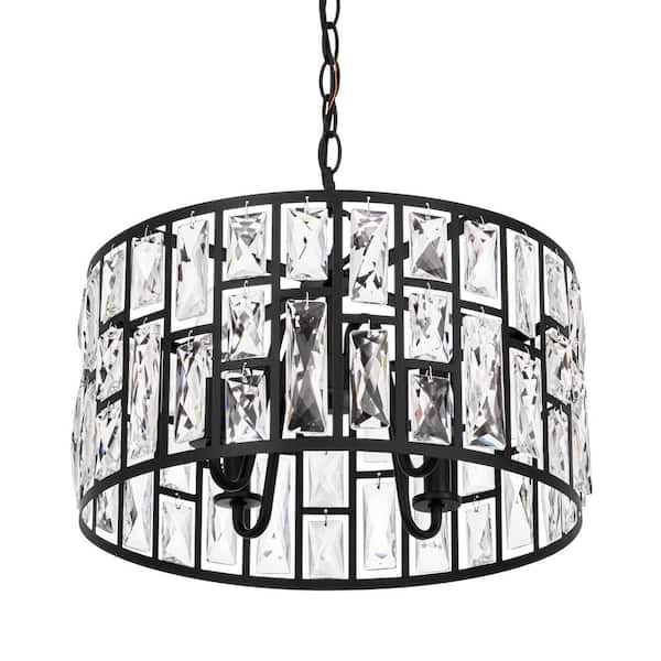 Kristella 4-Light Black Crystal Chandelier