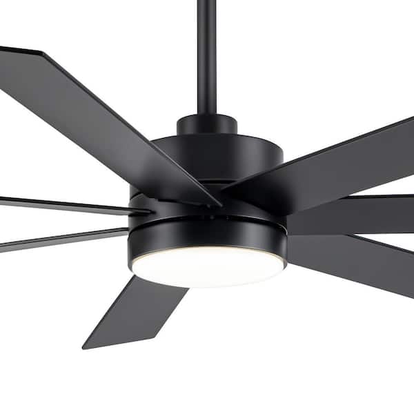 Annette 62 in. Integrated LED Black Windmill Ceiling Fan with Light, Black/Brown Blade, Downrod and Remote Included