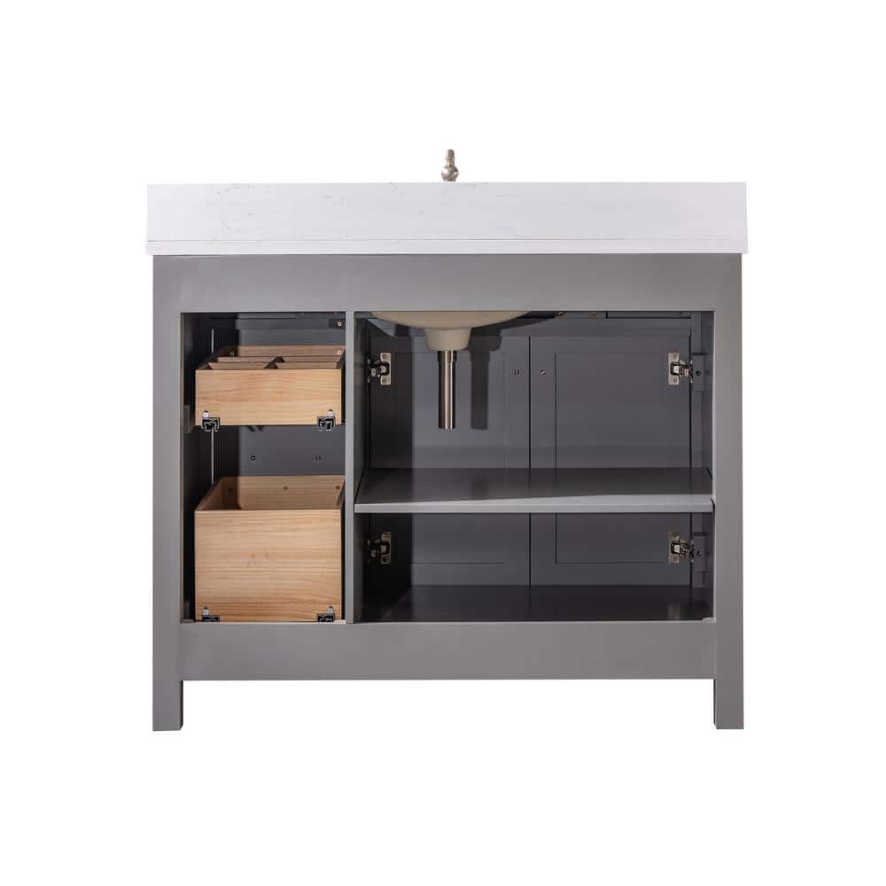 Jasper 42'' Gray Freestanding Bathroom Vanity with Carrara Top