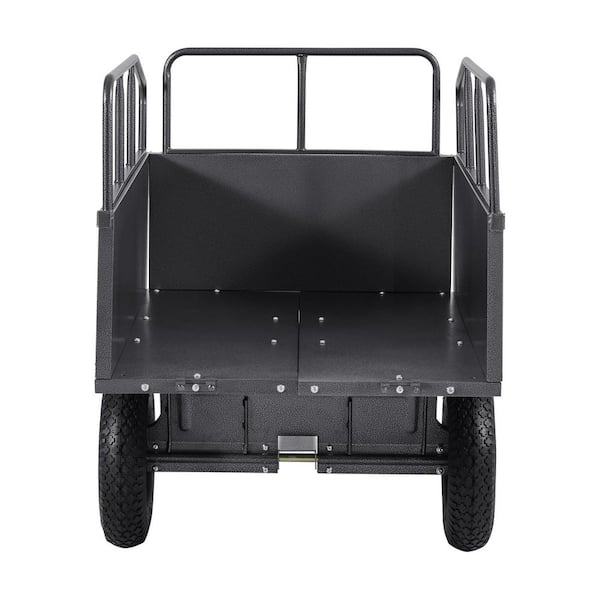 Garden Utility Trailer, 600 lbs., 17 cu. ft. Steel Garden Cart, Tow Dump Cart w/ 16 in. Tires for ATV/UTV/Lawn Tractor