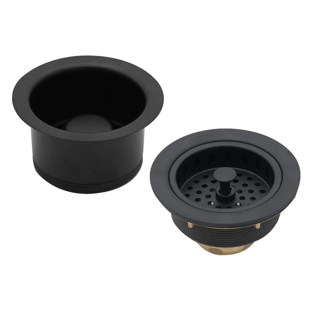COMBO PACK 3-1/2 in. Post Style Kitchen Sink Strainer and Extra-Deep Collar Disposal Flange/Stopper, Matte Black price history on PriceWatchPro
