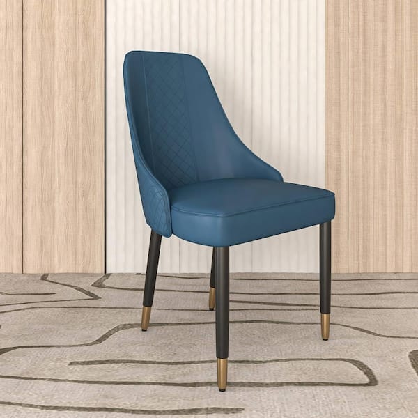 Leisuremod Allure Dining Chairs Fabric Seat and Back in Oak Wood Set of 4, Yale Blue