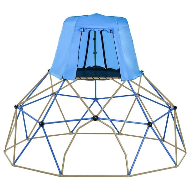Sudzendf 10 ft. Blue Climbing Dome, Outdoor Play Center, Rust and UV Resistant Steel with Canopy and Playmat