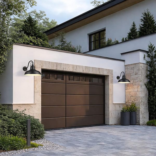 Farmhouse 17.7 in. Outdoor Hardwired Black Finish Gooseneck Barn Light Sconce for Porch Warehouse Kitchen, 2 Pack