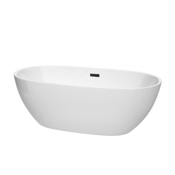 Juno 67 in. Acrylic Flatbottom Bathtub in White with Matte Black Trim