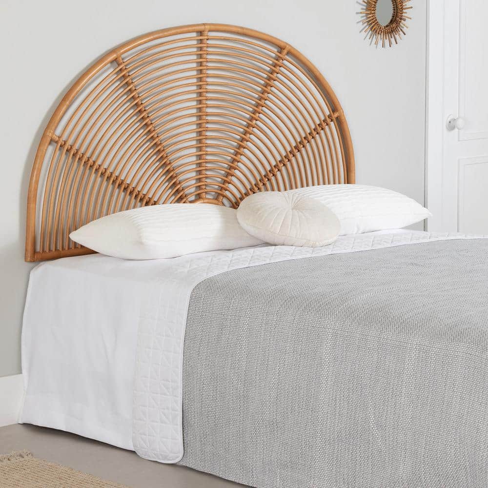 Natural Rattan Bohemian Queen Wall-Mounted Headboard
