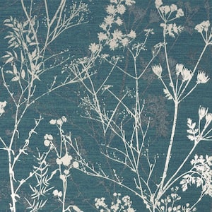 Hedgerow Teal Unpasted Removable Peelable Paper Wallpaper