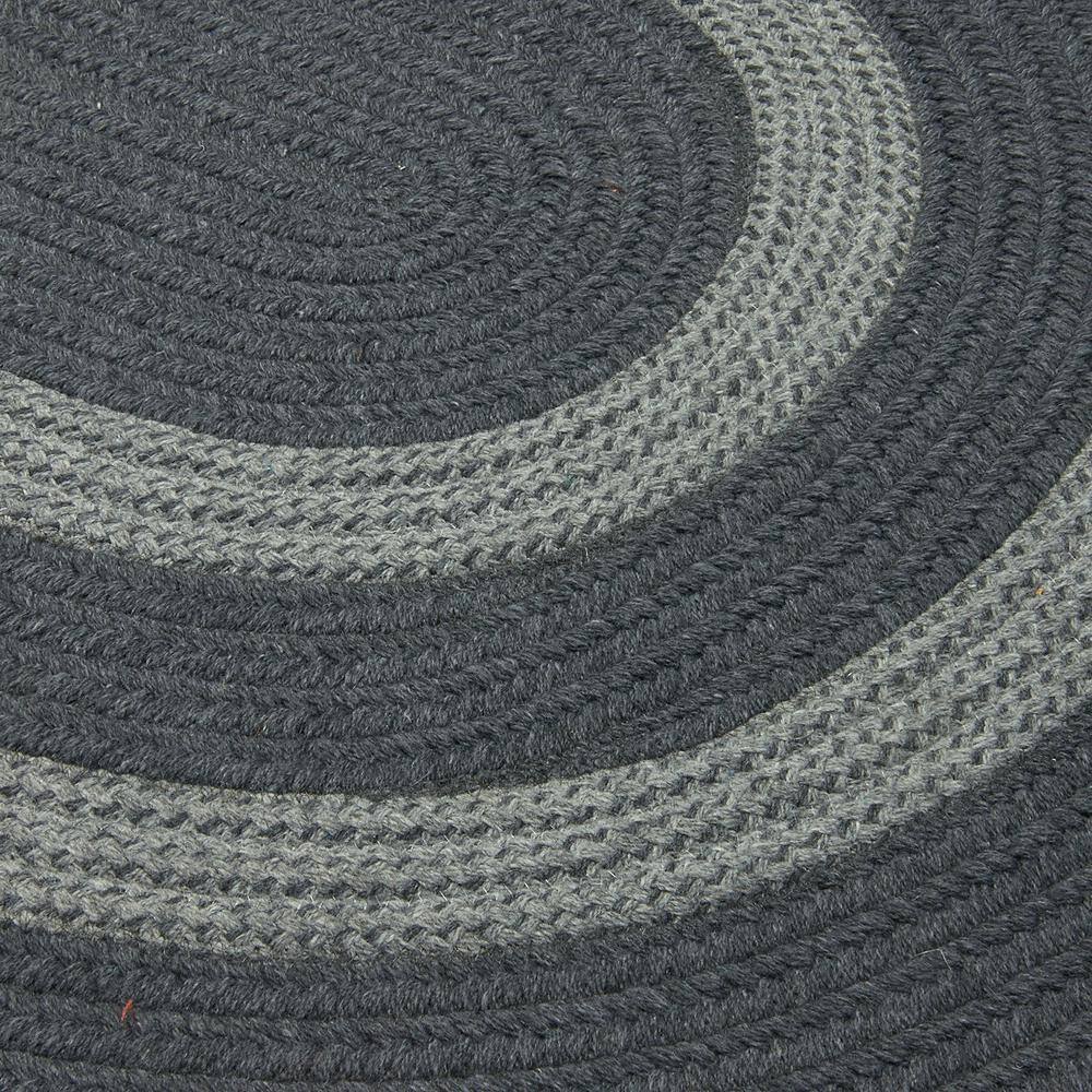 Charcoal Gray Oval Braided Wool Synthetic Rug 2' x 3'