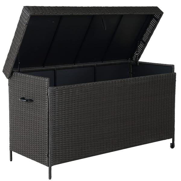 170 gal. Large Dark Brown Wicker Deck Box