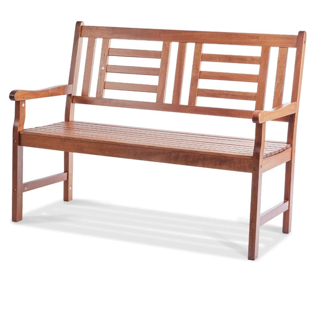 Outdoor Bench 48 in. Wood Garden Park Bench, 700 lb. Capacity with Backrest, Armrests for Patio, Porch, Yard, 3-Seat price history on PriceWatchPro