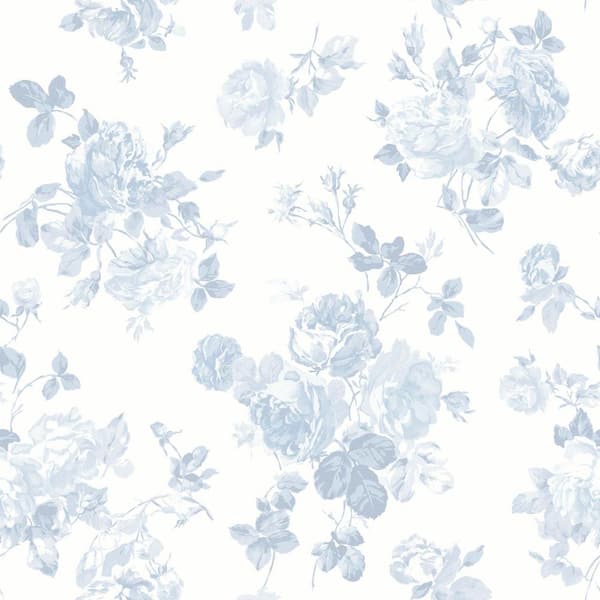 Everblooming Rosettes Blue Bella Ribbon Peel and Stick Wallpaper