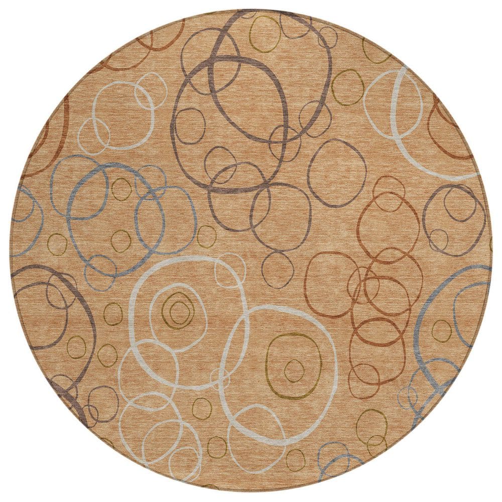 Chantille Machine Washable Indoor/Outdoor Abstract ACN2408 Copper 8 ft. x 8 ft. Round Rug price history on PriceWatchPro