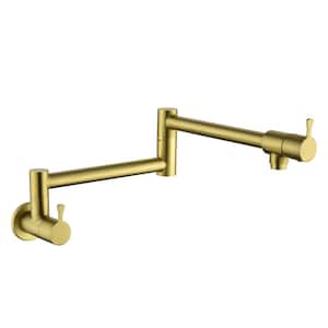 Wall Mount Pot Filler Single-Handle Kitchen Faucet in Brushed Gold