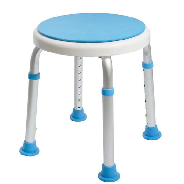 Aluminum Adjustable Swivel Shower Stool Seat Bench with Anti-Slip Rubber Tips for Safety and Stability in Baby Blue