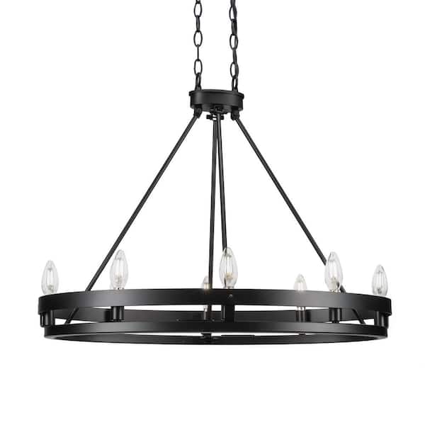 Unbranded Paris 8-Light Matte Black Oval Chandelier Dinning Table with No Blubs Included