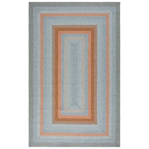 Braided Gray/Rust 8 ft. x 10 ft. Machine Washable Multi Striped Area Rug