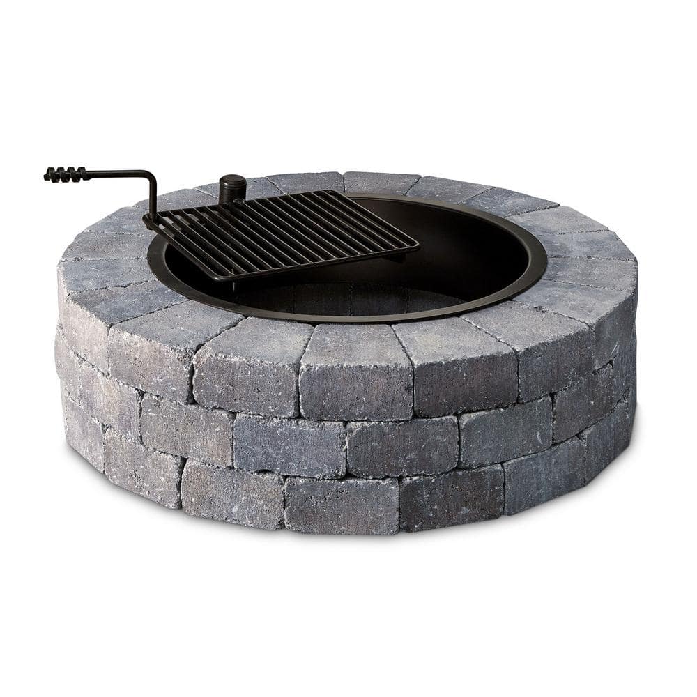 Necessories Grand 48 in. Fire Pit Kit in Bluestone with Cooking Grate  3500006 - The Home Depot