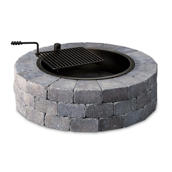 Necessories Grand 48 in. Fire Pit Kit in Bluestone with Cooking Grate